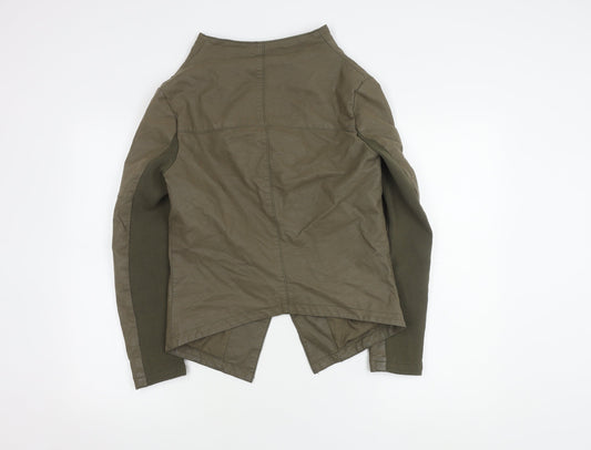 H&M Women's Green Biker Jacket in Size 10