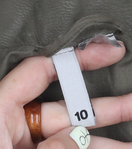 H&M Women's Green Biker Jacket in Size 10