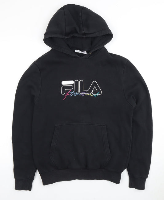 Additional front view of Fila Men's Black Logo Pullover Hoodie, size S