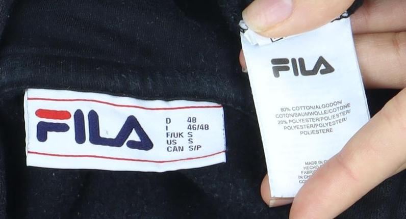 Fila Men's Black Logo Pullover Hoodie, Size S