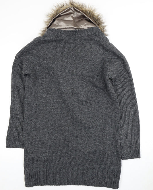 Firetrap Women's Grey Hooded Cardigan Size 14