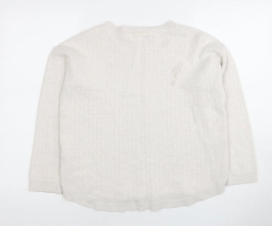 Fat Face Women's Ivory Crew Neck Jumper L