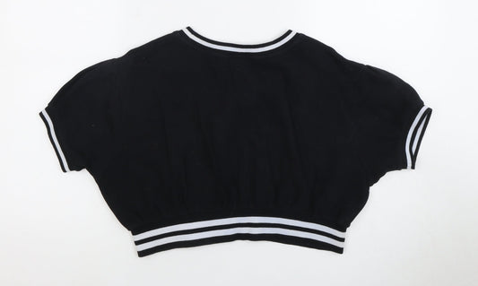 Champion Women's Black Cropped T-Shirt, Size L