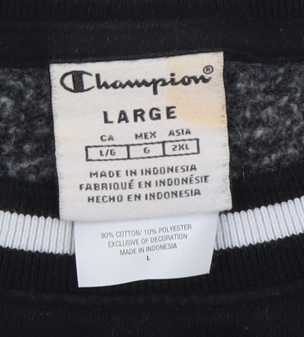 Champion Women's Black Cropped T-Shirt, Size L
