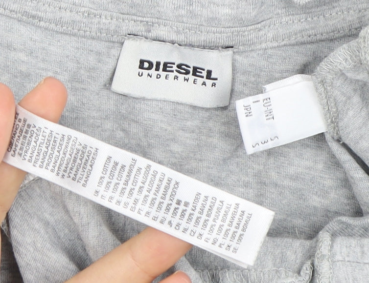 Diesel Grey Men's S Cotton Crew Neck T-Shirt