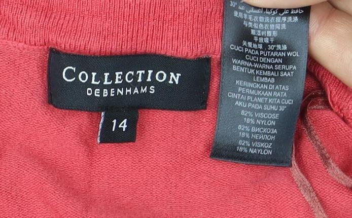 Close-up detail of Collection Debenhams Women Red V-Neck Cardigan, size 14