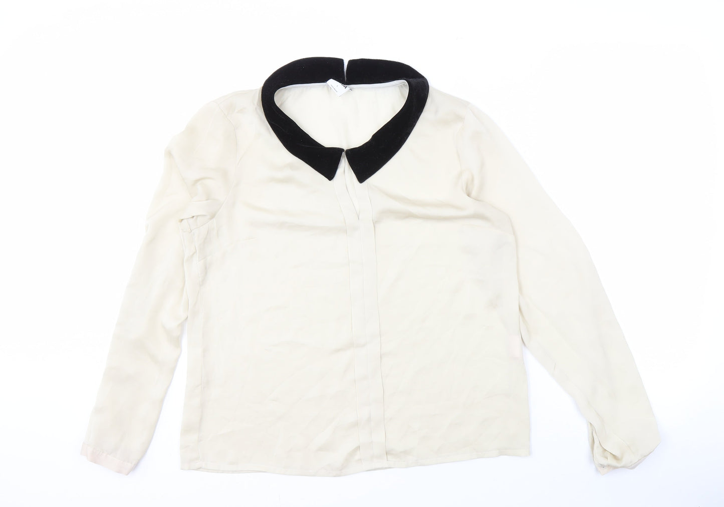 Vero Moda Women's Ivory Blouse, Size L, Collared, Casual