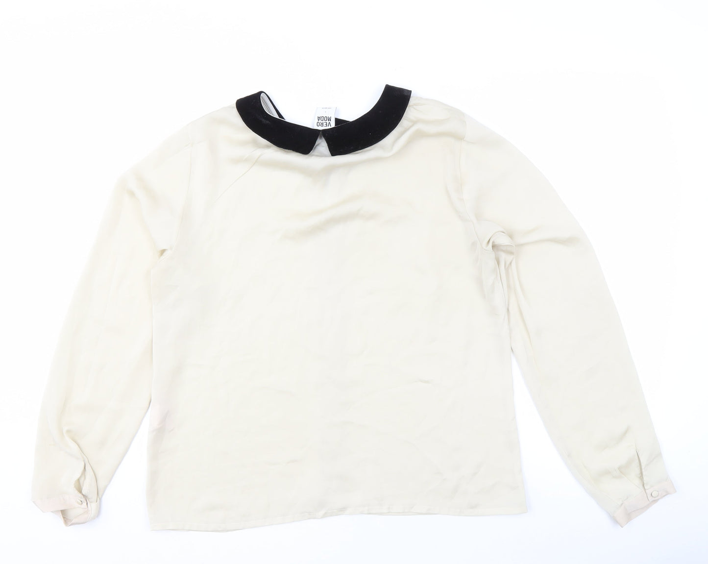 Vero Moda Women's Ivory Blouse, Size L, Collared, Casual