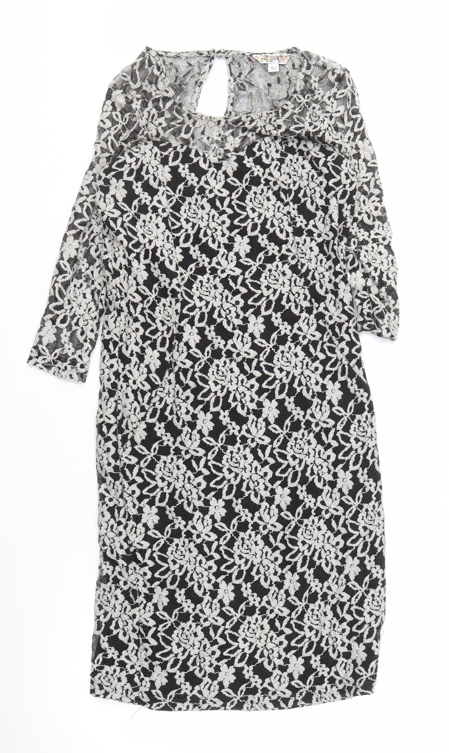 Joe Browns Women's Black Ivory Lace Sheath Dress Size 14