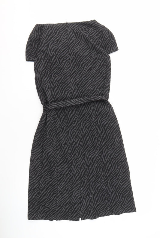 Laura Ashley Women's Black Animal Print Dress Size 12