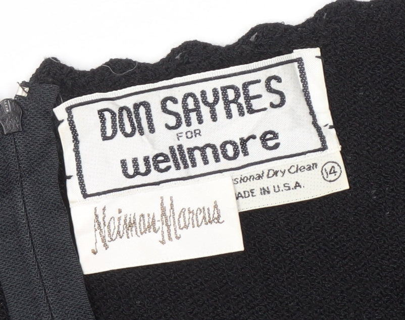 Don Sayres Black Embroidered Dress Long Sleeve