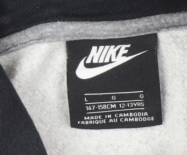 Additional view of Nike boys’ grey hoodie l full zip colourblock