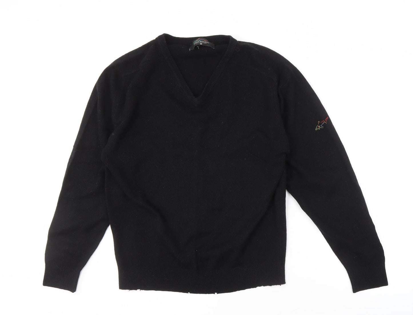 Greg Norman Men's Black V-Neck Wool Jumper M