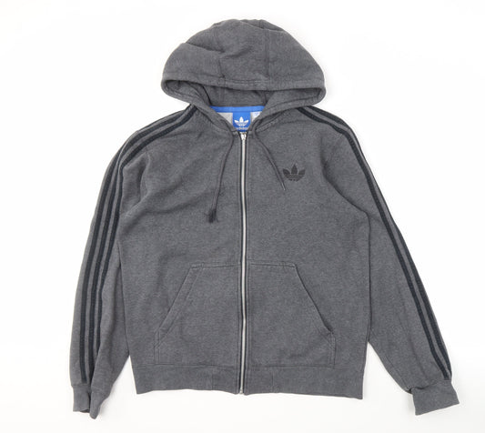 Adidas Men's Grey Full Zip Hoodie Medium