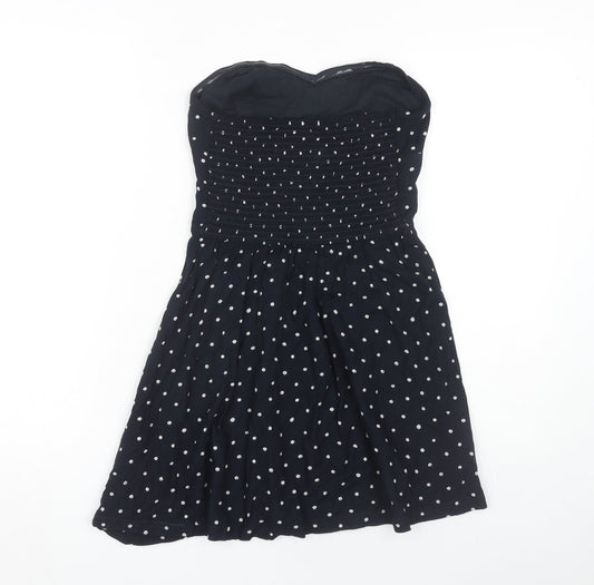 Superdry Women's Black Strapless Polka Dot Dress XS