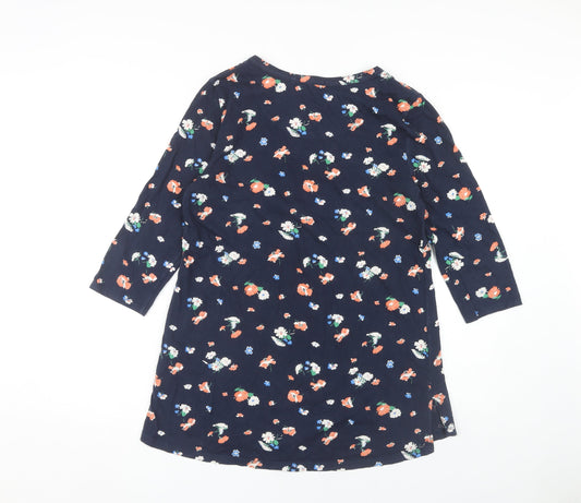 Fat Face Women's Blue Floral Tunic V-Neck Top Size 14