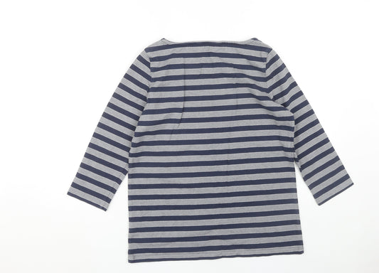 Crew Clothing Women's Striped Top Blue Size 12