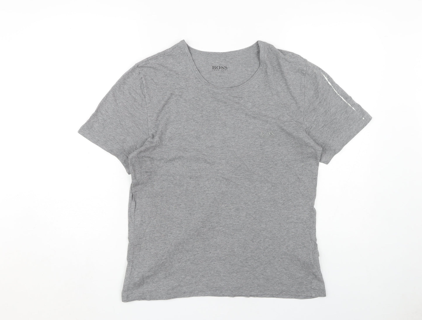 BOSS Men's Grey Cotton Crew Neck T-Shirt M