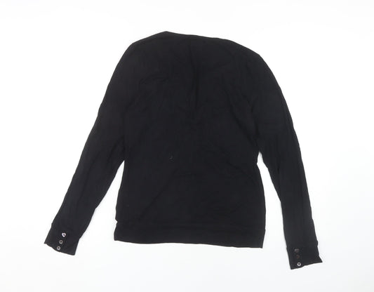 Whistles Women's Black Viscose Blouse, Size L, Casual Elegance
