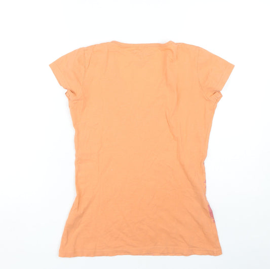 Calvin Klein Women's Orange V-Neck T-Shirt - Size S