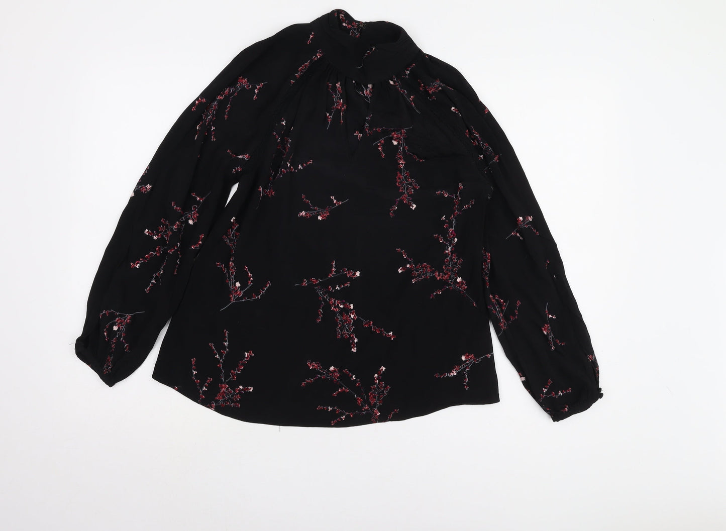 Mint Velvet Women's Black Floral Blouse Size 10