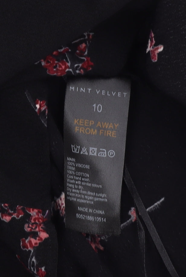 Mint Velvet Women's Black Floral Blouse Size 10