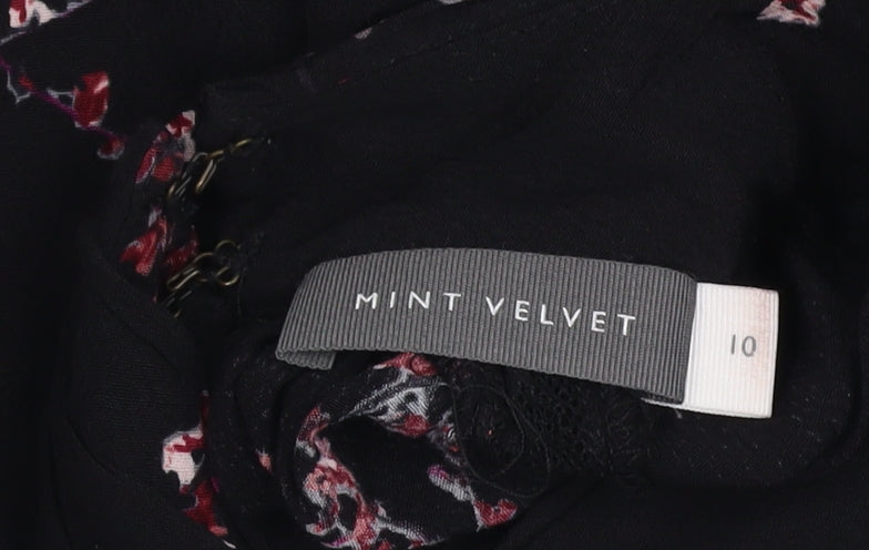 Mint Velvet Women's Black Floral Blouse Size 10