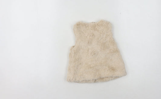 Marks and Spencer Beige Girls Faux Fur Waistcoat 1-1.5 Years