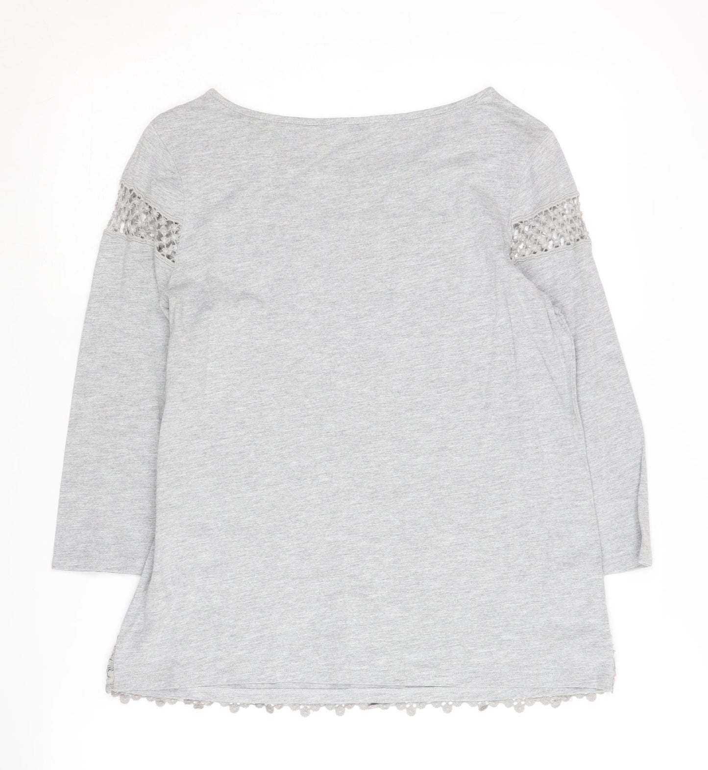 Laura Ashley Women's Grey Lace Accent Blouse Size 12
