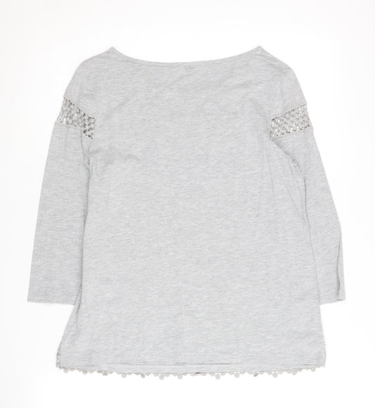 Womens UK Size 12 Laura Ashley Grey Cotton Blend Blouse