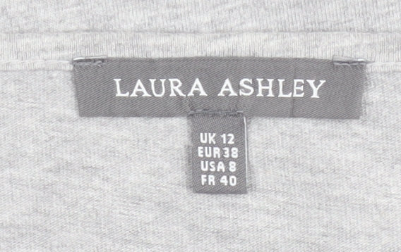 Laura Ashley Women's Grey Lace Accent Blouse Size 12
