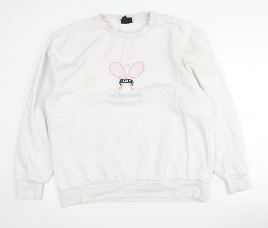 Ellesse Women's White Sweatshirt UK 8 with Logo Design