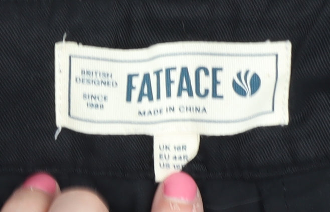 FatFace Women's Black Trousers, Size 16, Regular Fit