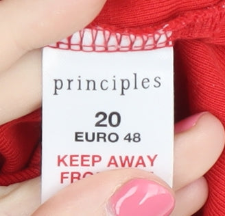 Brand and care label for Principles Red Women's T-Shirt, size 20