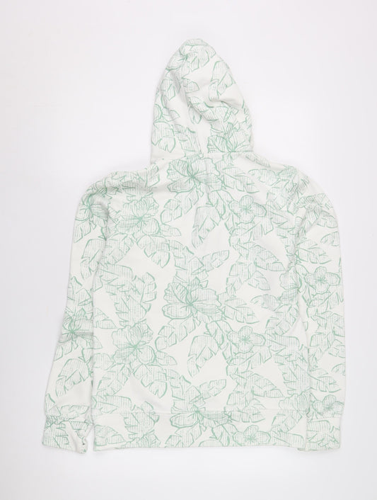 Fat Face Women's White Floral Henley Hoodie Size 10