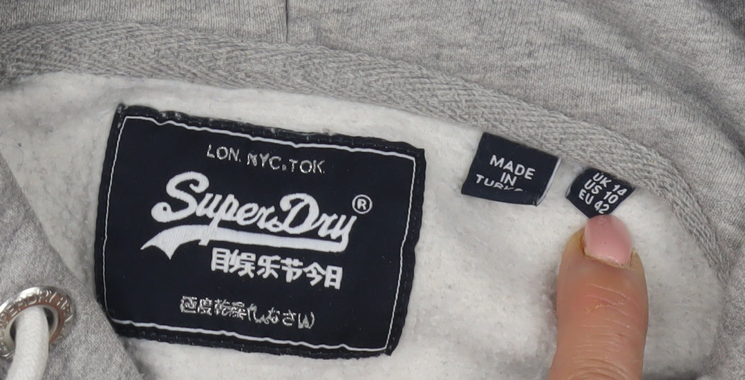 Superdry Women's Grey Pullover Hoodie, Size 14
