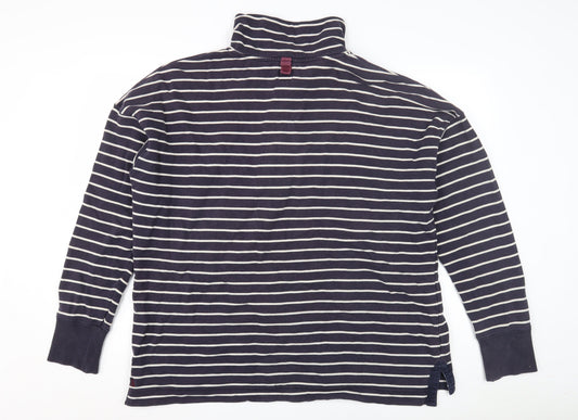 Joules Unisex Blue Striped Henley Sweatshirt L