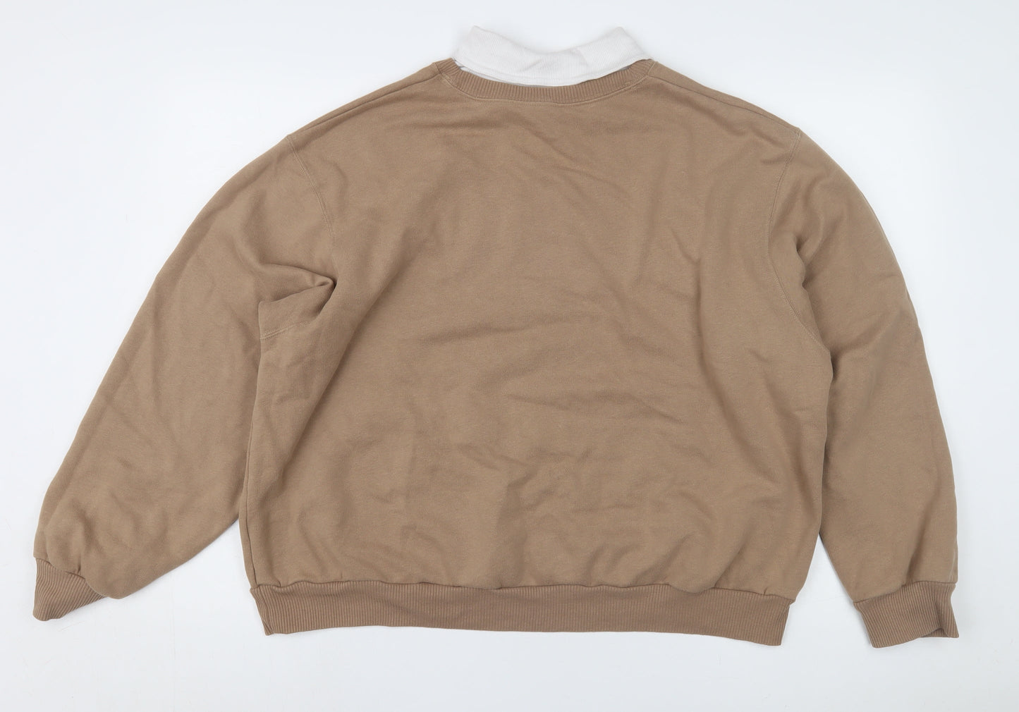 Hollister Unisex Brown Collared Sweatshirt L