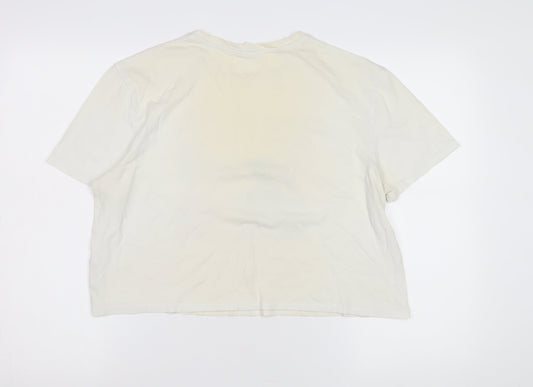 Disney Women Beige T-Shirt L Casual Cartoon Style