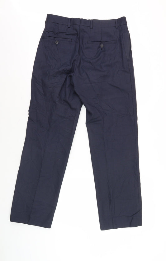 Jaeger Men's Blue Wool Trousers, Size 30R - Formal, Autumn/Winter