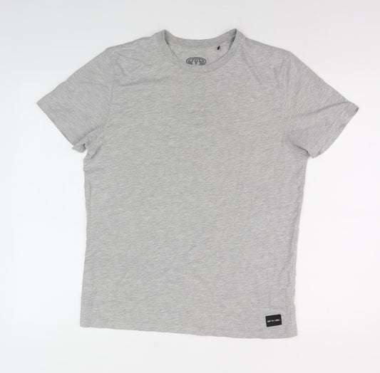 Mens UK Size S Animal Grey Cotton T-Shirt