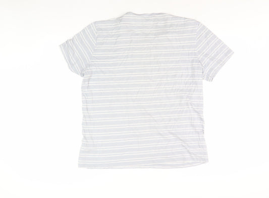 COS Men's Blue Striped T-Shirt, Size L, Round Neck