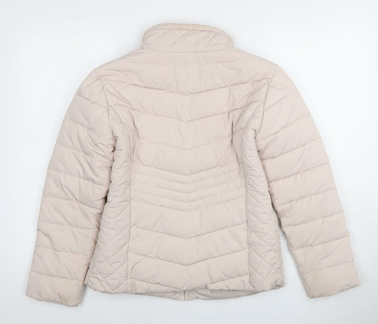 Miss Selfridge Women's Beige Puffer Jacket Size 8, Casual Style