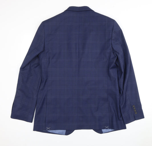 Marks and Spencer Men's Blue 42" Plaid Blazer