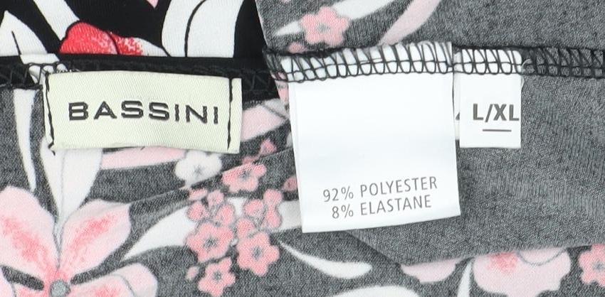 Bassini Women's Black Floral Blouse L/XL