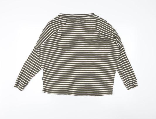 Superdry Women's Green Striped Jersey Top Size 12