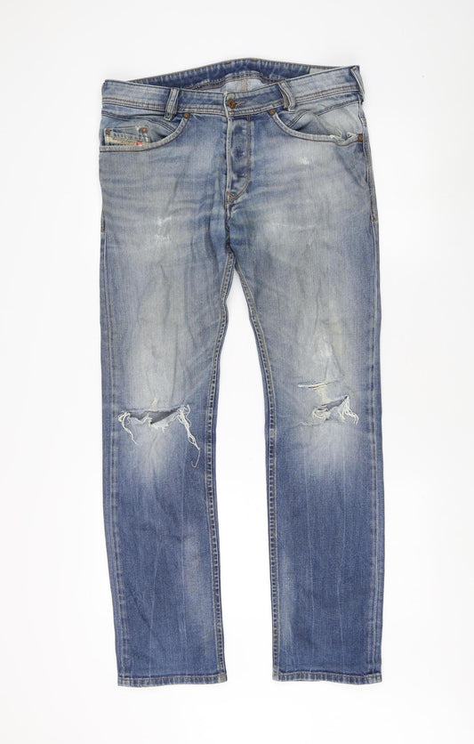 Diesel Men's Blue Slim Tapered Distressed Jeans