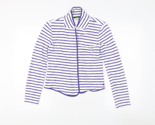 Joules Women's White/Purple Striped Jacket Size 6