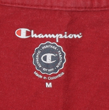 Champion Women's Red T-Shirt, Medium, V-Neck Casual