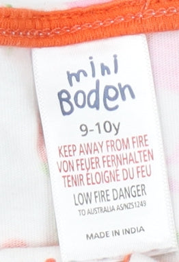 Brand and care label for Mini Boden girls’ multicoloured floral tank top, size 10-11, years